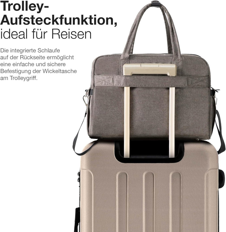 Daliya ALPINO PURE Wickeltasche 30L – 17 Fächer, Grosse Baby-Tasche mit Wickelunterlage, Thermofäche