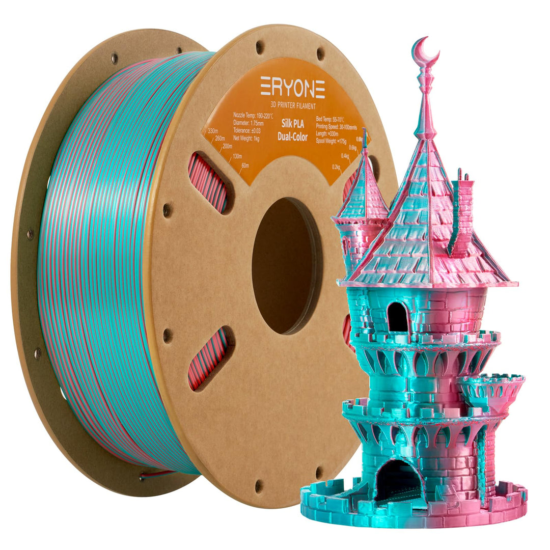 ERYONE Dual Seiden PLA Filament 1.75mm,Co-Extrucsion PLA Seiden Filament für 3D Drucker +/- 0,03 mm,