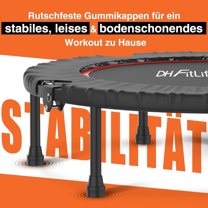 DH FitLife Fitness Indoor Trampolin klappbar ohne Installation | Ø102cm 40 Zoll Mini Trampoline | Tr