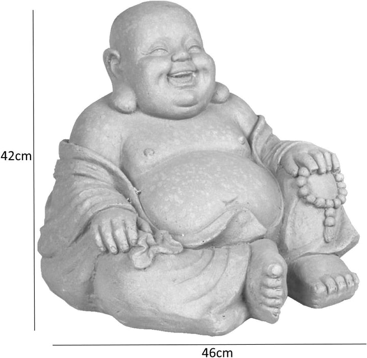 STONE-LITE Garten-Ornament Fat Laughing Happy Buddha Fibreclay Statue