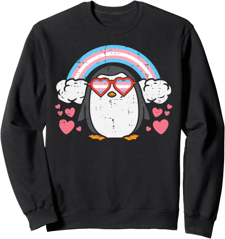 Penguin Transgender Sunglasses Rainbow Trans Pride Flag LGBT Sweatshirt