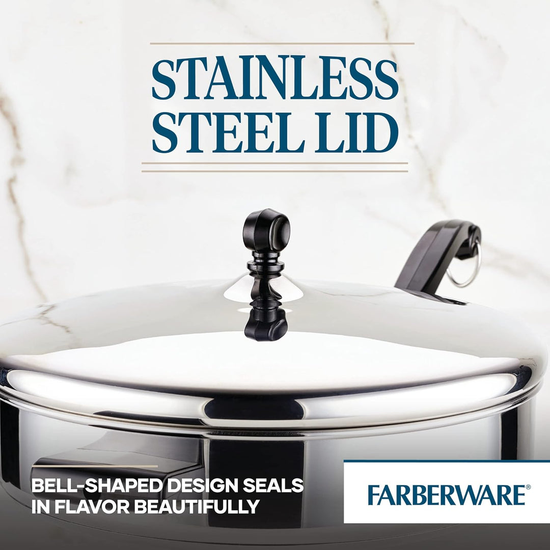 Farberware Klassische Sautepfanne/Bratpfanne/Bratpfanne mit Deckel und Helfergriff, 4,5 Quart, Silbe
