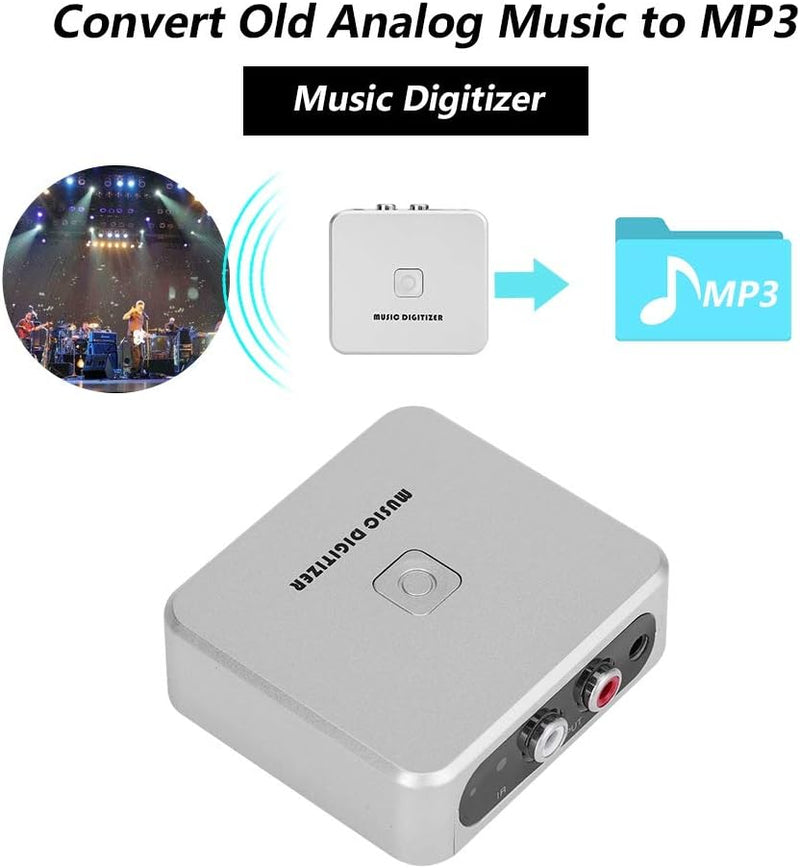 VBESTLIFE Audiorekorder, RCA linken und rechten Kanäle Musik Digitizer,128 Kbps U Disk/SD-Karte MP3