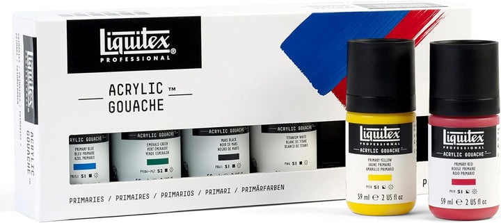 Liquitex 3699323 Proffessional Acrylic Gouache, Primärfarben, Set 6 Flaschen a 59ml 59 ml (6er Pack)