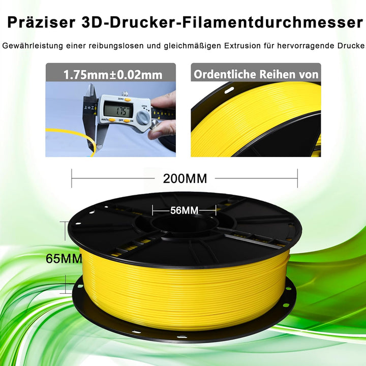 iBOSS PLA Filament 1,75 mm, hartes 3D-Druckerfilament PLA, Massgenauigkeit +/- 0,02 mm, 1 kg Spule (