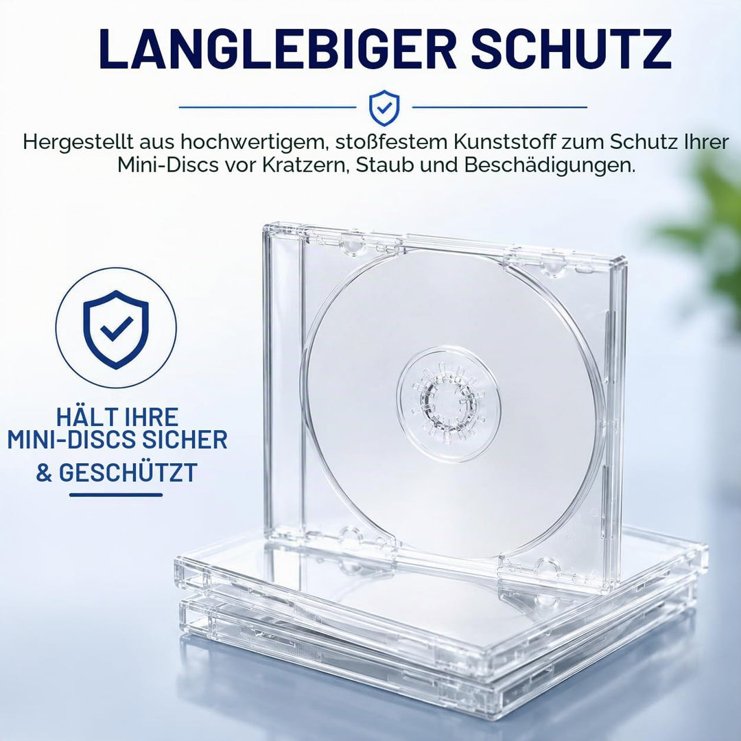 10 x einzelne 8 cm CD-/DVD-Disc-Hülle, schmal, transparent, 5,2 mm Mini-Disc-Aufbewahrungsbox, krist
