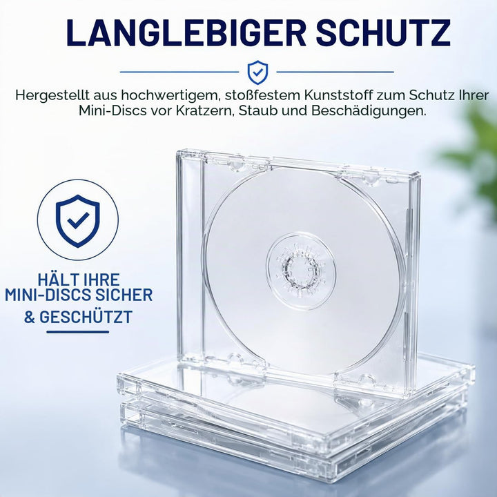 10 x einzelne 8 cm CD-/DVD-Disc-Hülle, schmal, transparent, 5,2 mm Mini-Disc-Aufbewahrungsbox, krist