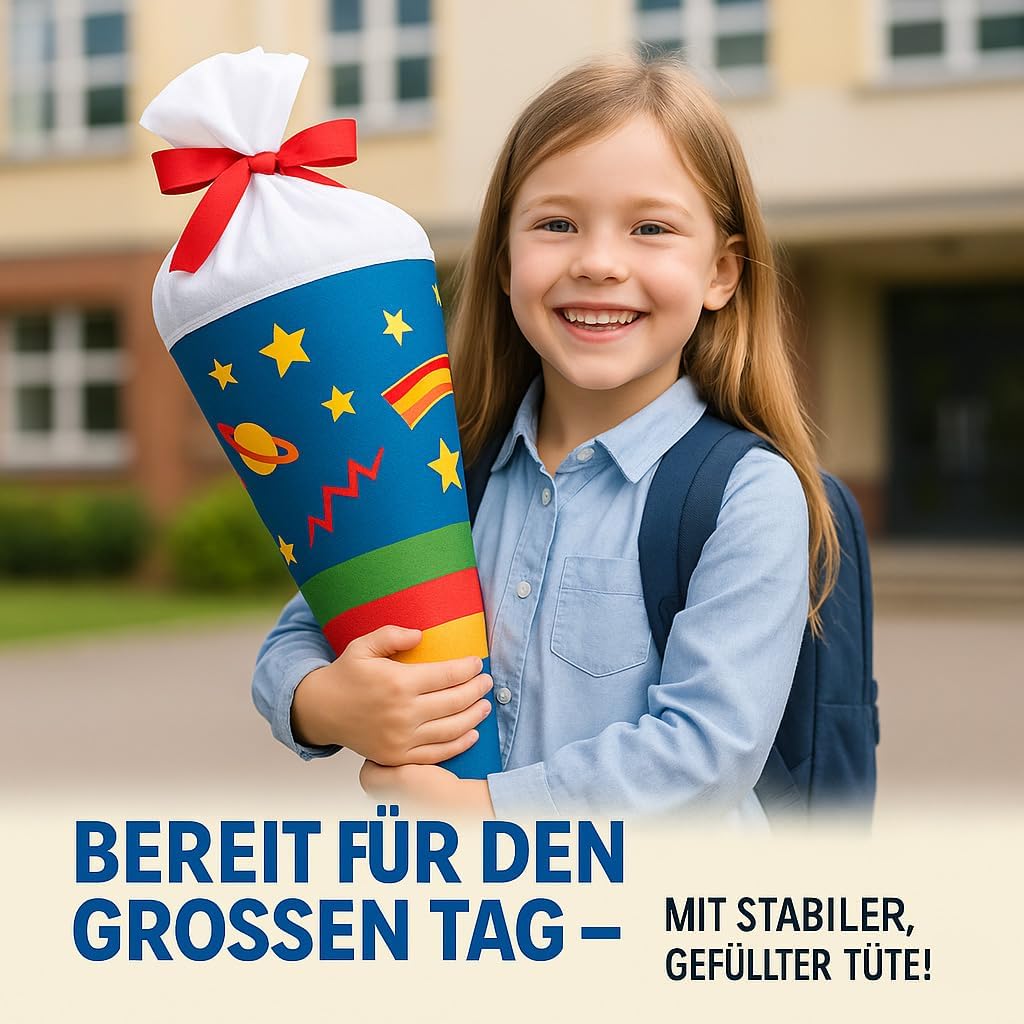 Ferocity Schultüte Papprohling 70 cm gross zur Füllung für Mädchen Jungen zum Basteln Kegel Form Tüt