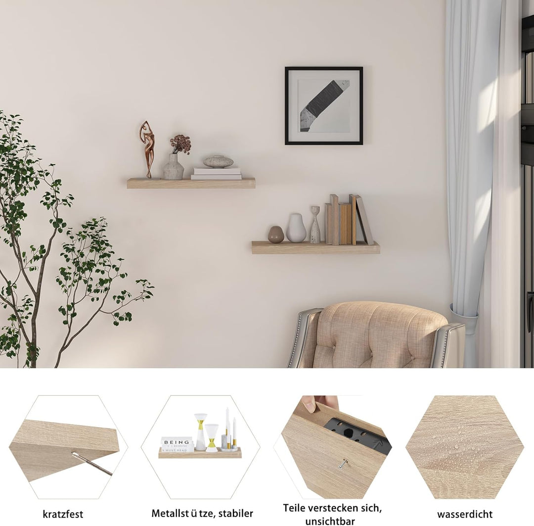 EUGAD Wandregal, Regal Wand 4er Set, Wandboard für Wohnzimmer, Küche, Badezimmer, Bücher/DVD/CD/Bild