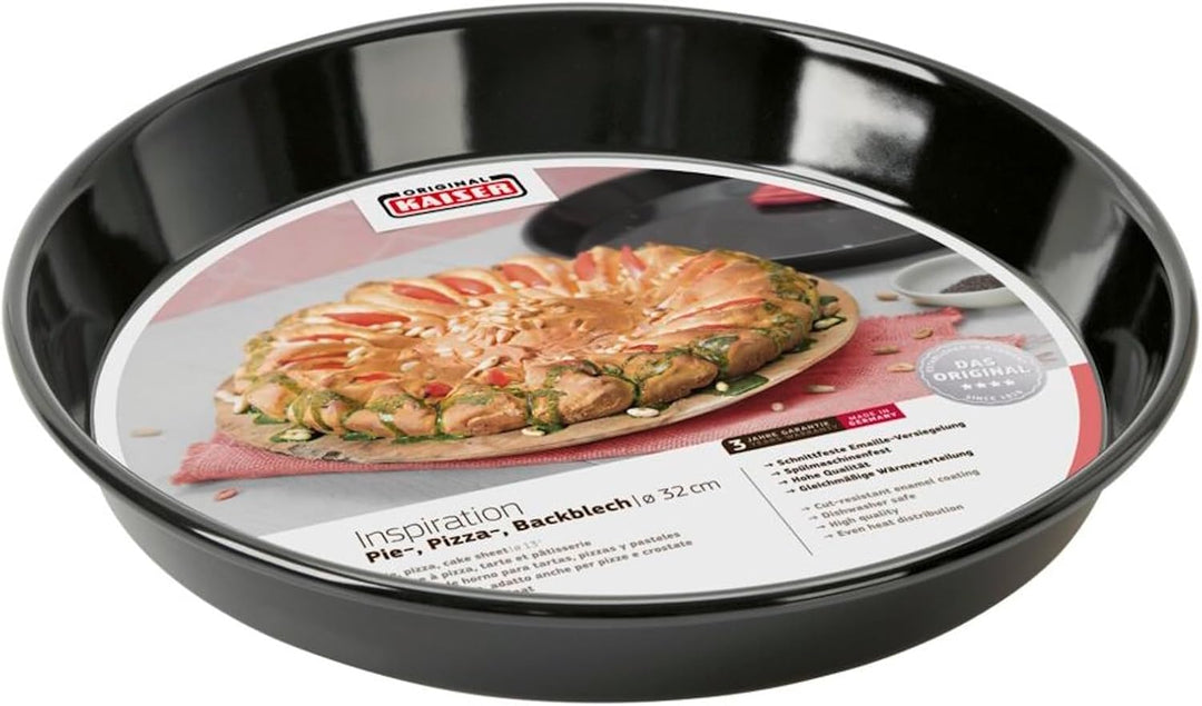 Original Kaiser Inspiration Pizzablech-Backblech rund 32 cm, Blech antihaftbeschichtet, schnittfeste