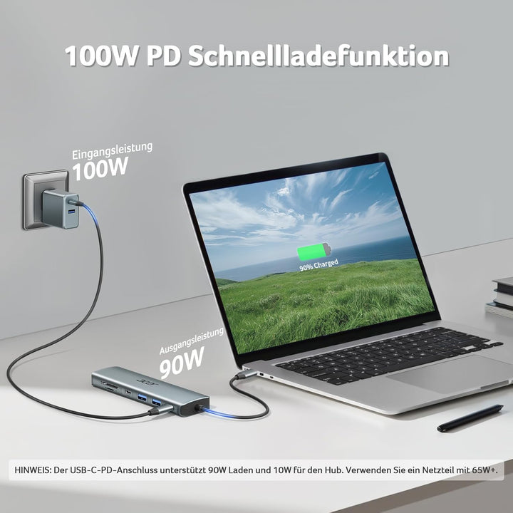 acer USB C Hub, 7IN1 USB-C auf 4K HDMI, 2xUSB 3.0, 1x Typ C 5Gbps, 100W PD, SD/TF Katenleser, Alumin