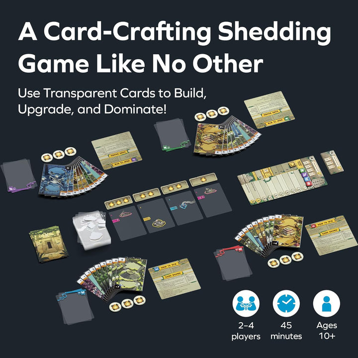 Ruins Card Game – Transparent Card-Crafting Shedding Game for 2-5 Players, Designed by John D. Clair