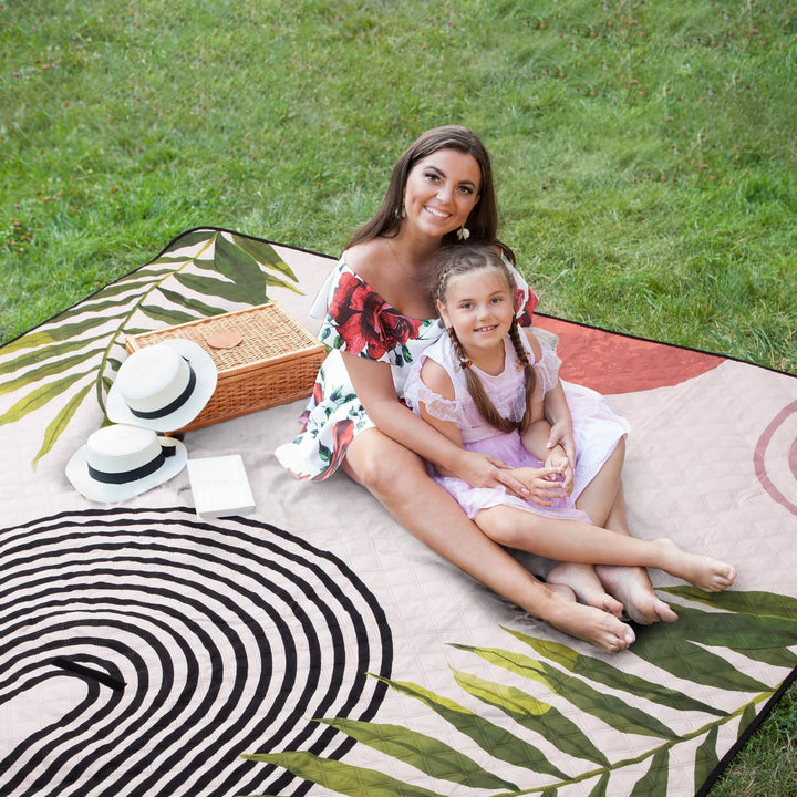 Picknickdecke Wasserdicht, 200 x 200cm Bohemian Gross Stranddecke Sandfrei für 4-6 Personen, Tragbar