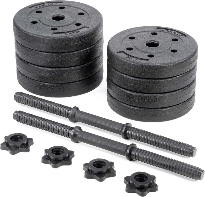 MAXXIVA Kurzhantel Set Zement Sternverschluss schwarz 2x10kg 2x15kg 2x20kg 20.0