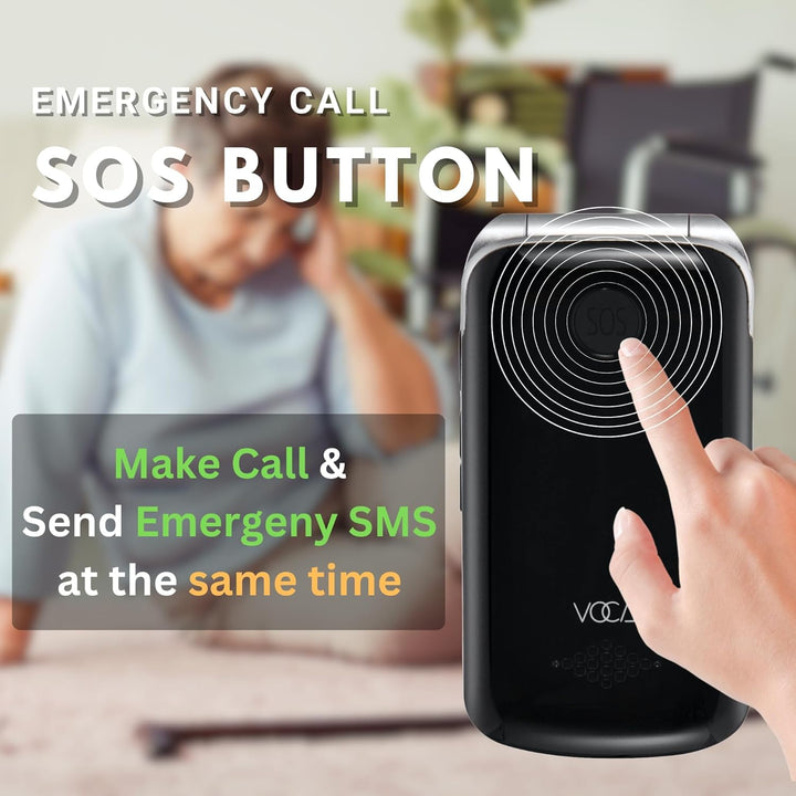 VOCA Grosstasten-Klapphandy für Senioren | Dual-Screen | 4G LTE | Lauter Klang | SOS-Taste | Hörgerä