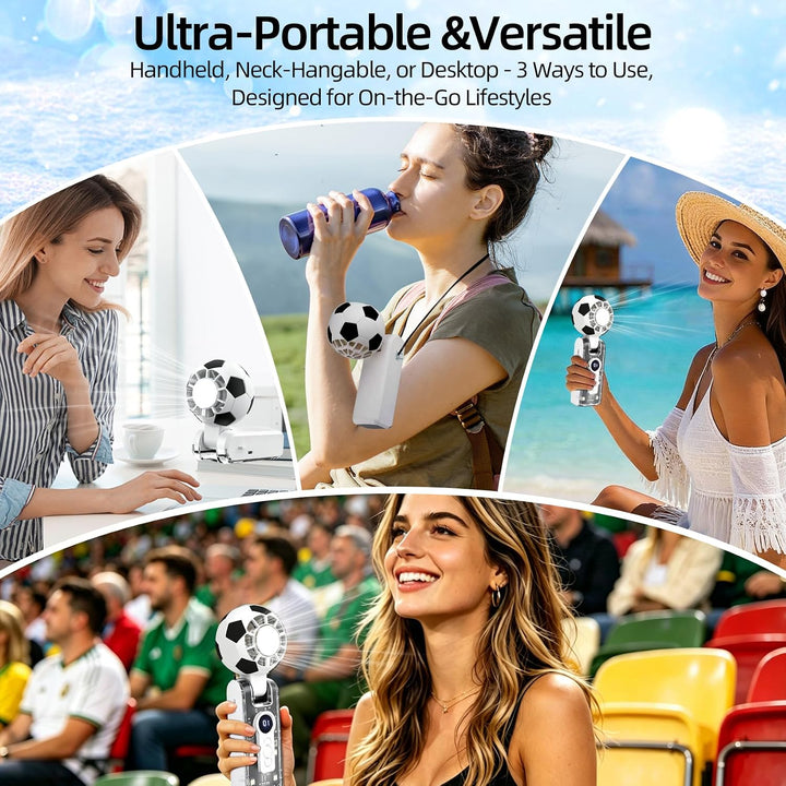 Tragbarer Fussball-Handventilator mit Kühlfunktion, wiederaufladbarer persönlicher Ventilator, 5 Ges