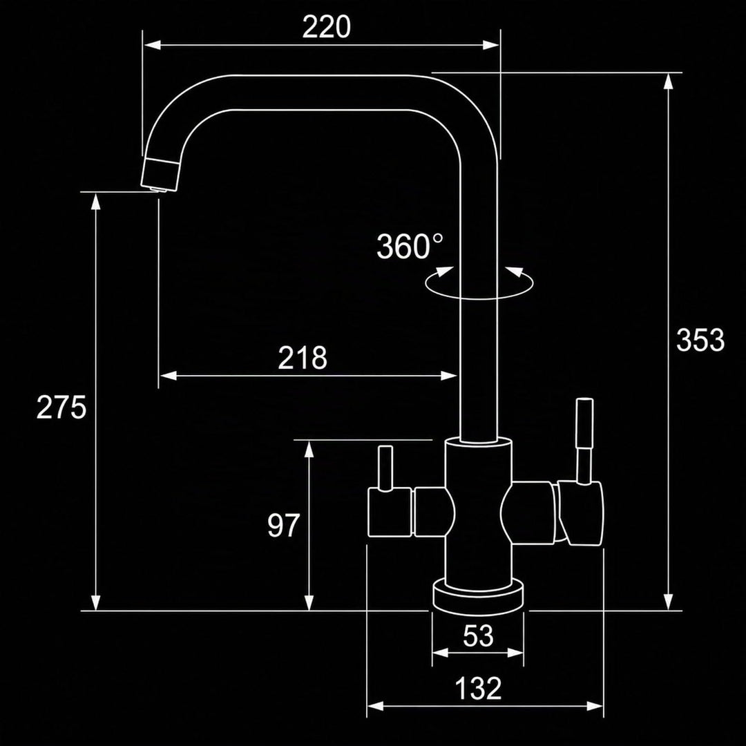 AORA® VANTO INOX 3 Wege Wasserhahn Küche aus massivem Edelstahl 304 – Küchenarmatur Hochdruck für Wa