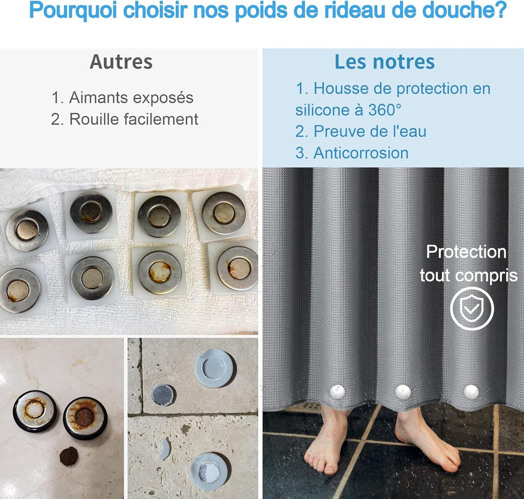 VANZAVANZU Duschvorhang Gewichte, Niemals Rost Duschvorhang Magnete, Silikonbeschichtete Magnete Tis