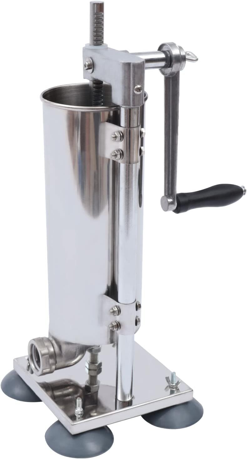 3L Wurstfüller Manuelle Wurstmaschine, Edelstahl Vertikal Handkurbel Wurstmaschine Wurstpresse Sausa