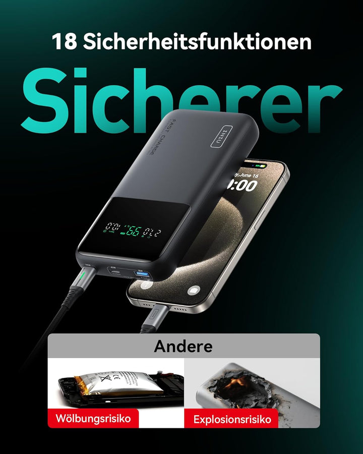 INIU Power Bank, 25000mAh 140W Power Bank Klein Aber Stark USB C Input & Output for Phone & Laptop,