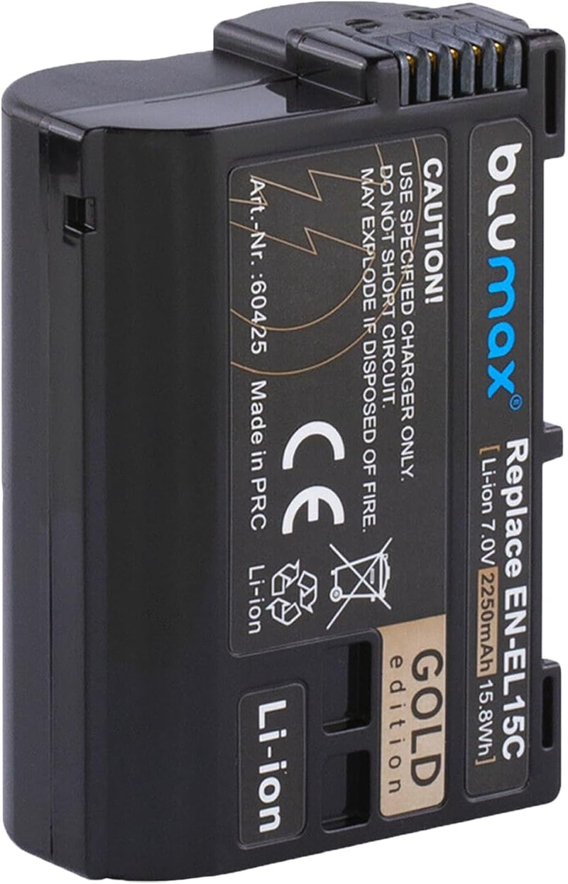 Blumax EN-EL15c Gold Akku 2250mAh kompatibel mit Nikon Z5 Z6 II Z7 II 1x Akku (2250mAh), 1x Akku (22