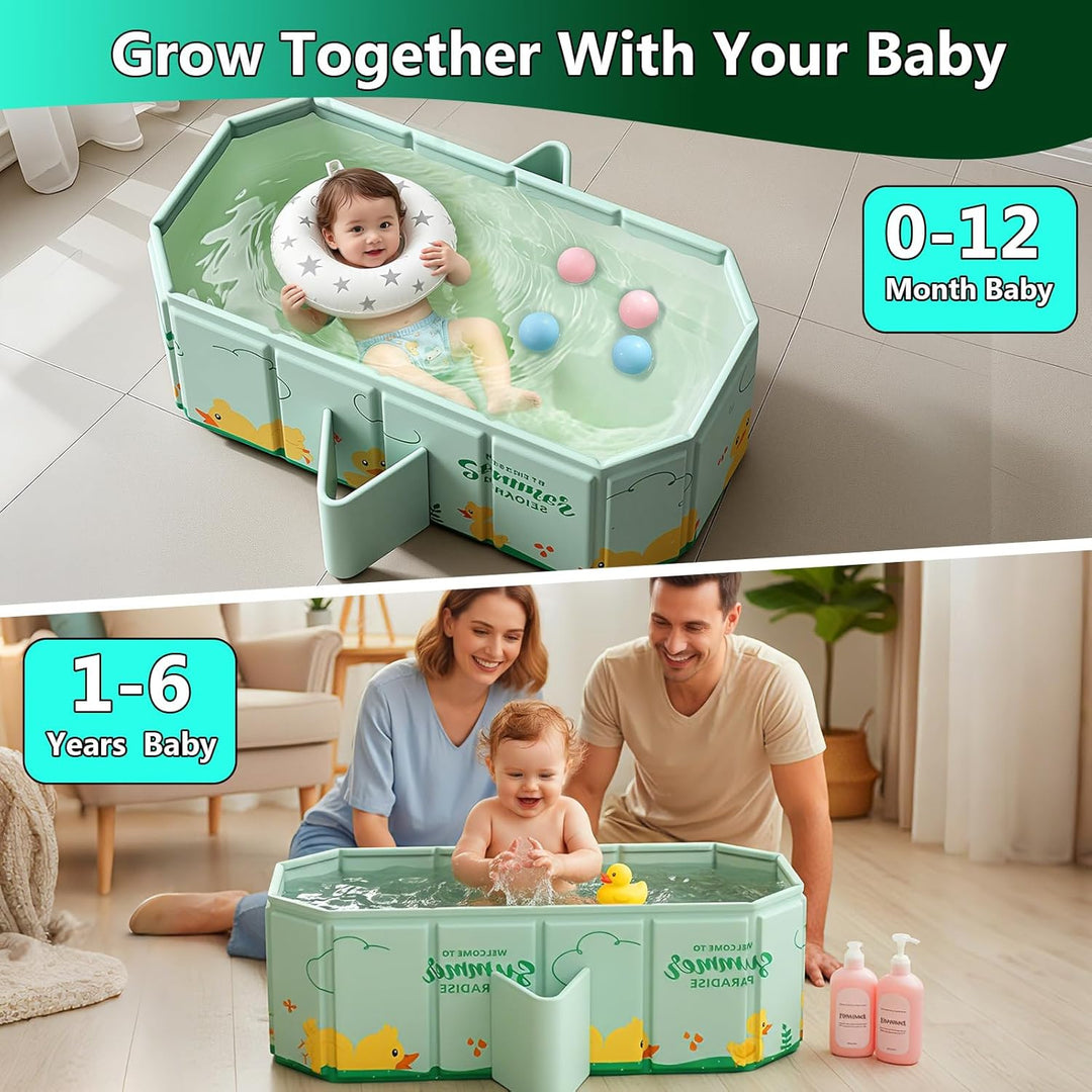 Babybadewanne Faltbar, Tragbare Baby badewanne, Grosse Babywanne für 0-8 Jahre, Integrierte Badewann