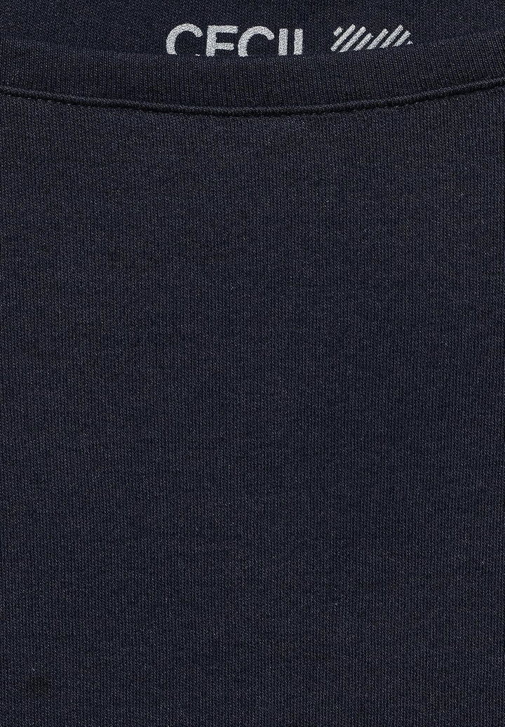 Cecil Damen Boatneck Basic Baumwollshirt U-Boot Ausschnitt S Deep Blue, S Deep Blue