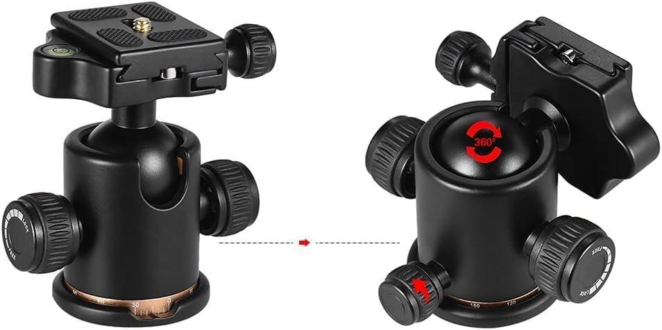 Andoer Mini Stativkopf Kugelkopf, Kamera Stativ Stativköpfe mit Schnellwechselplatte 1/4 zoll Schrau