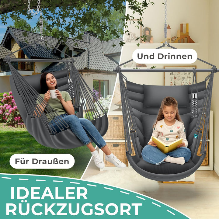 KESSER® Hängesessel Haiti 150kg Traglast, Hängestuhl 360° Drehung, Hängeschaukel Indoor-Outdoor UV-b