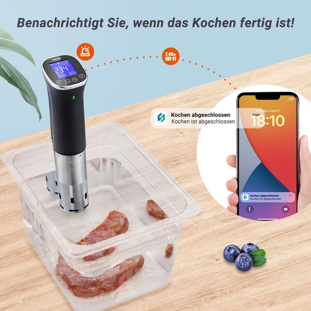 Sous Vide, Sous Vide Stick ISV-300W WLAN Professioneller Küchenroner, 0-90℃ Niedertemperaturgaren |
