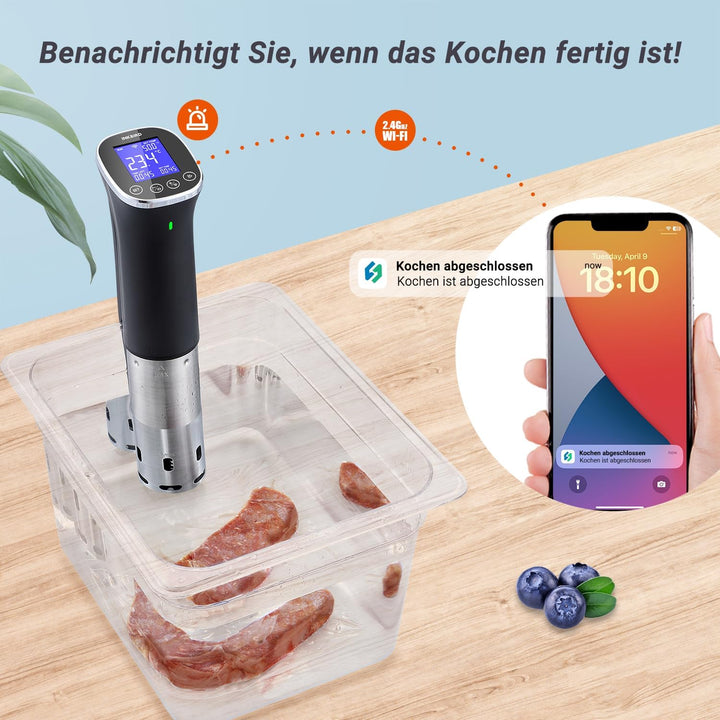 Sous Vide, Sous Vide Stick ISV-300W WLAN Professioneller Küchenroner, 0-90℃ Niedertemperaturgaren |