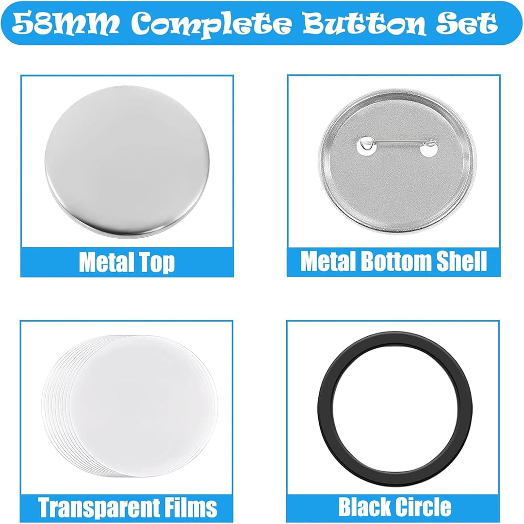 100 Stück 58mm/2.25 Inch Leere Schaltfläche Abzeichen Teile für Buttonmaschine, Metall Anstecknadeln