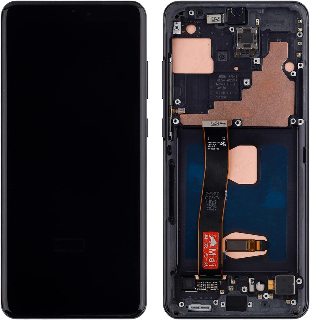 swark Dynamic AMOLED 2X Kompatibel mit Samsung Galaxy S20 Ultra 4G & 5G SM-G988 (Schwarz mit Rahmen)