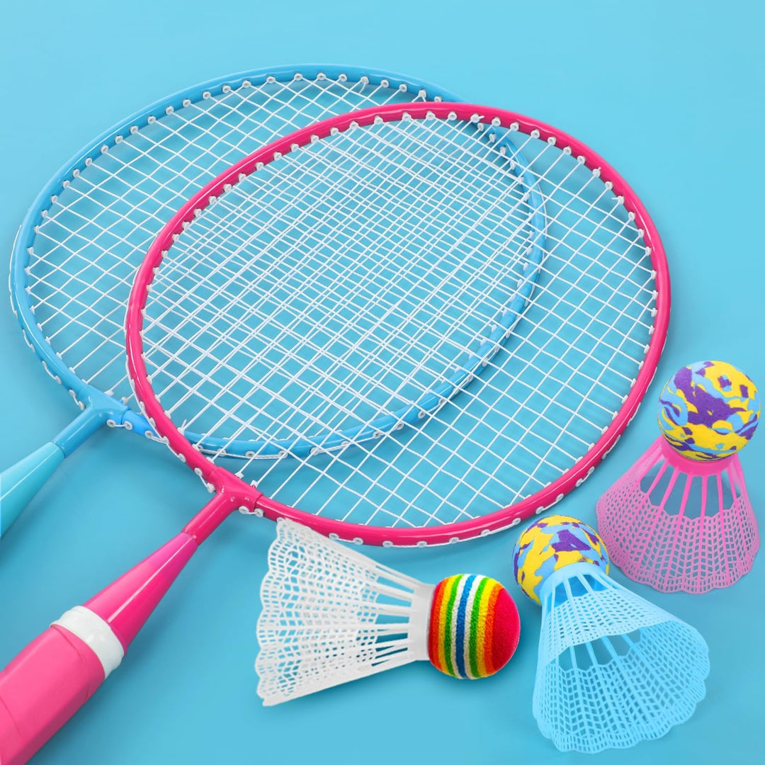KH Federball Set Badminton Schläger Set of 2 oder 4 für Erwachsene Kinder, Schläger, Federbälle und