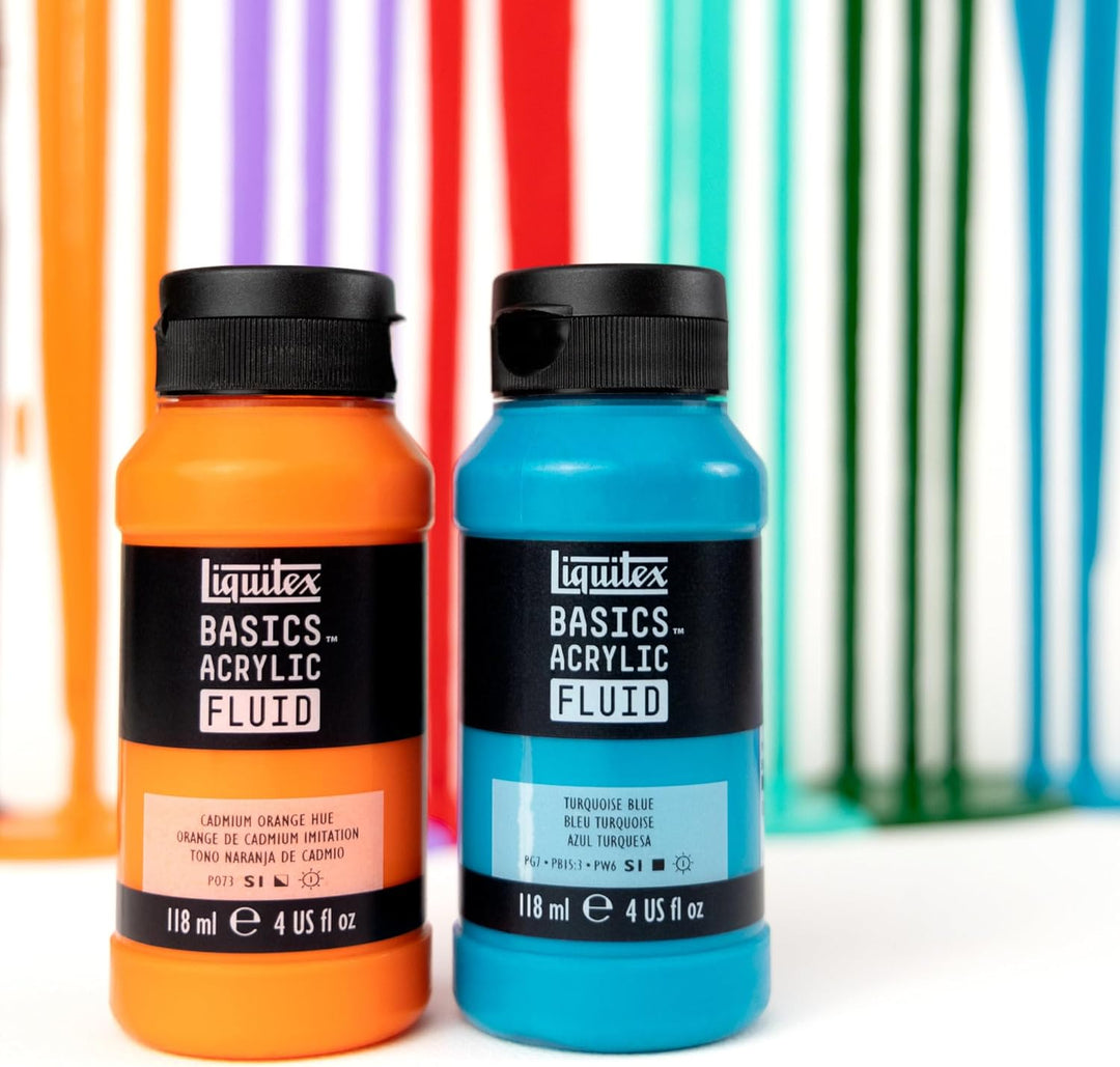 Liquitex 3699430 Basics Fluid Acrylfarbe Set mit fliessender Konsiszenz, schnell trocknend, lichtech