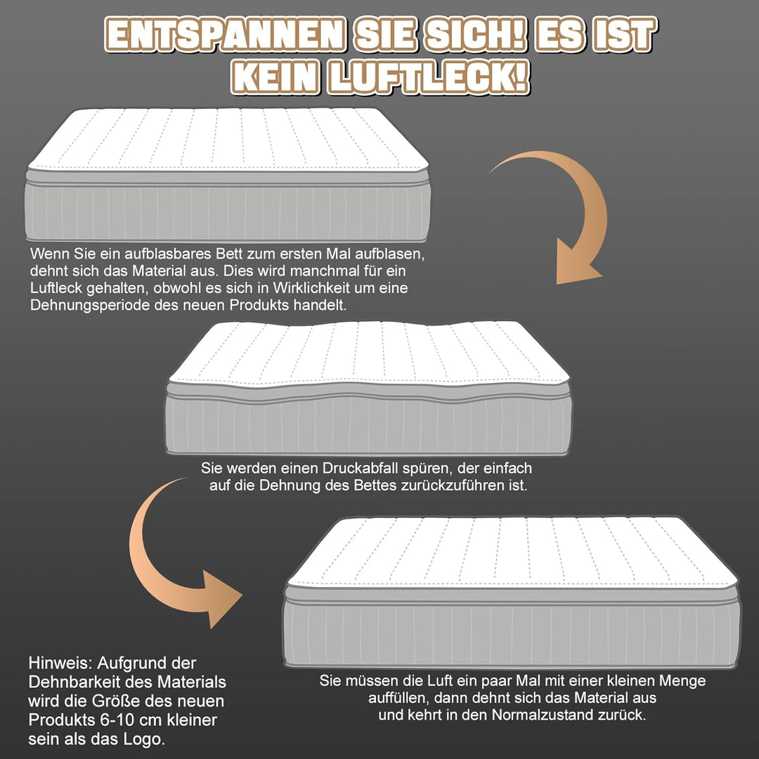 Luftmatratze 2 Personen, Luftbett 2 Personen 200 x 154 x 43cm, Luftmatratze Selbstaufblasend mit Int