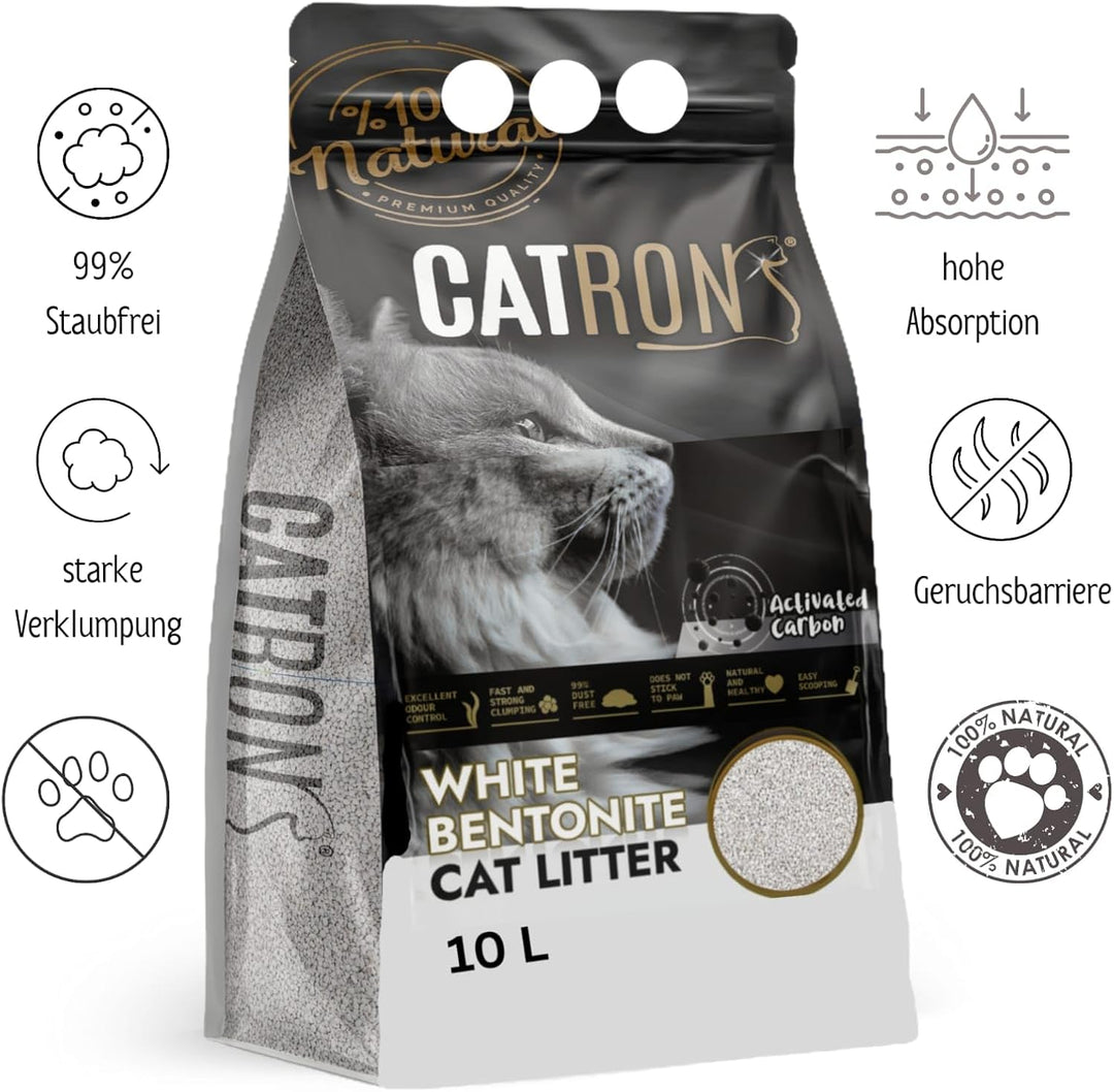 Vorteilspack 2×10 L Catron klumpende Katzenstreu Activated Carbon – Bentonitstreu mit Aktivkohle, ex