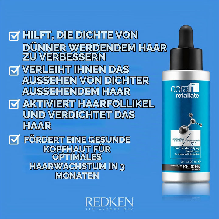 Redken Cerafill Retaliate Stemoxydine Haarserum, Intensivpflege für dünner werdendes Haar, Anti-Haar