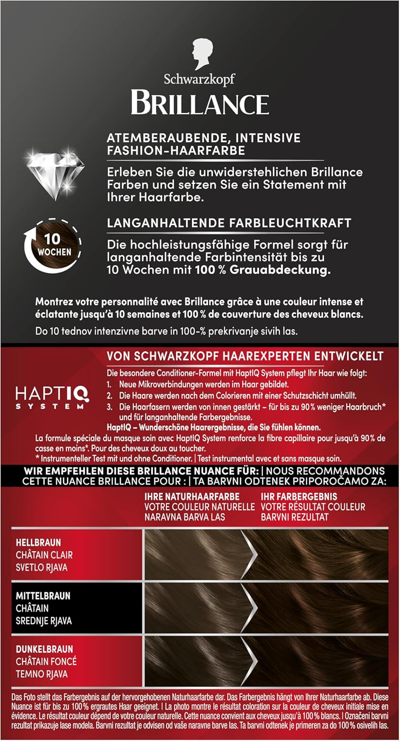 Brillance Intensiv-Color-Creme Haarfarbe 884 Kakaobraun Stufe 3, 3er Pack(3 x 160 ml), 884 Kakaobrau