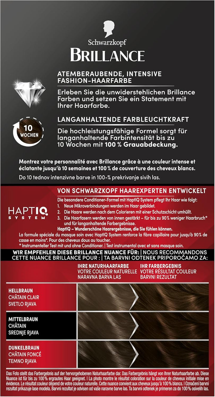 Brillance Intensiv-Color-Creme Haarfarbe 884 Kakaobraun Stufe 3, 3er Pack(3 x 160 ml), 884 Kakaobrau