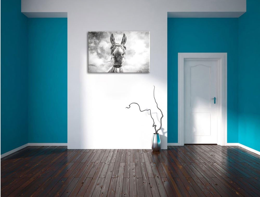 Pixxprint Lustiger Esel Kunst Kohle Effekt, Format: 100x70 auf Leinwand, 100x70