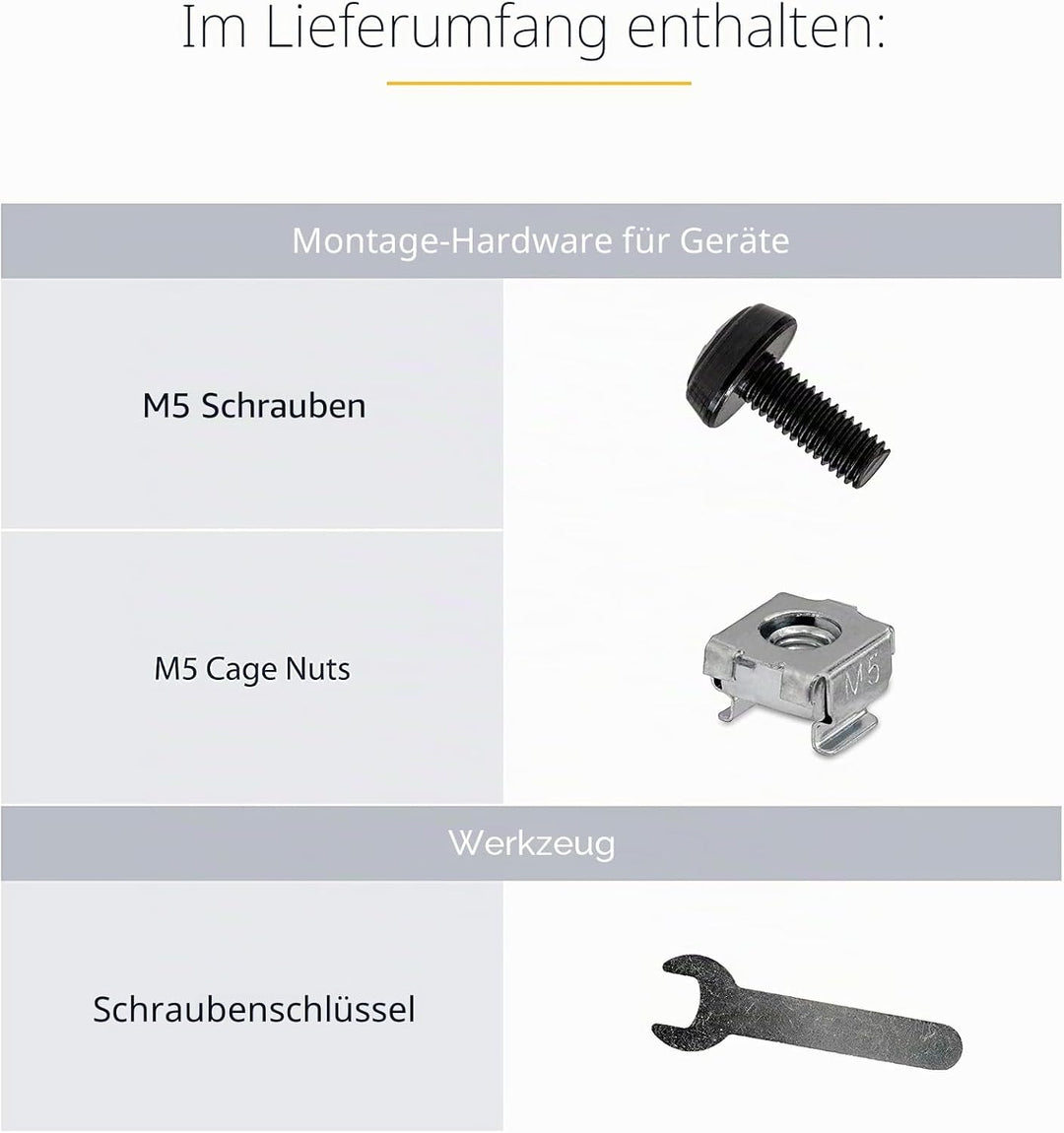 StarTech.com 3 HE Universal Server Rackschienen - TAA konforme feste Montageschienen - 19" Rackschie
