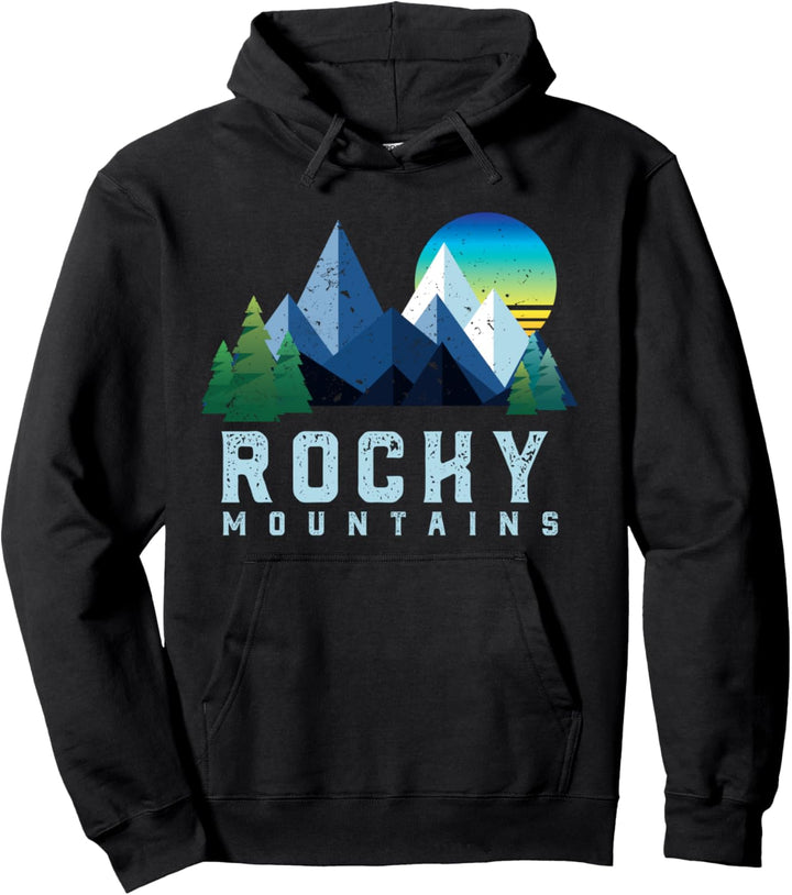 Vintage Rocky Mountains Retro Nationalpark Geometrisch Pullover Hoodie