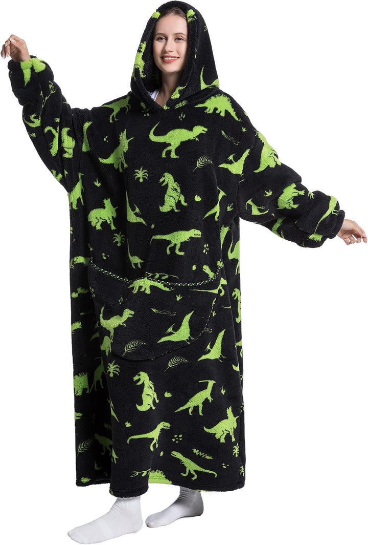 Hoodie Decke Extra Lang mit Kapuze und Tasche für Damen Herren | Weicher Kuschelpullover und tragbar