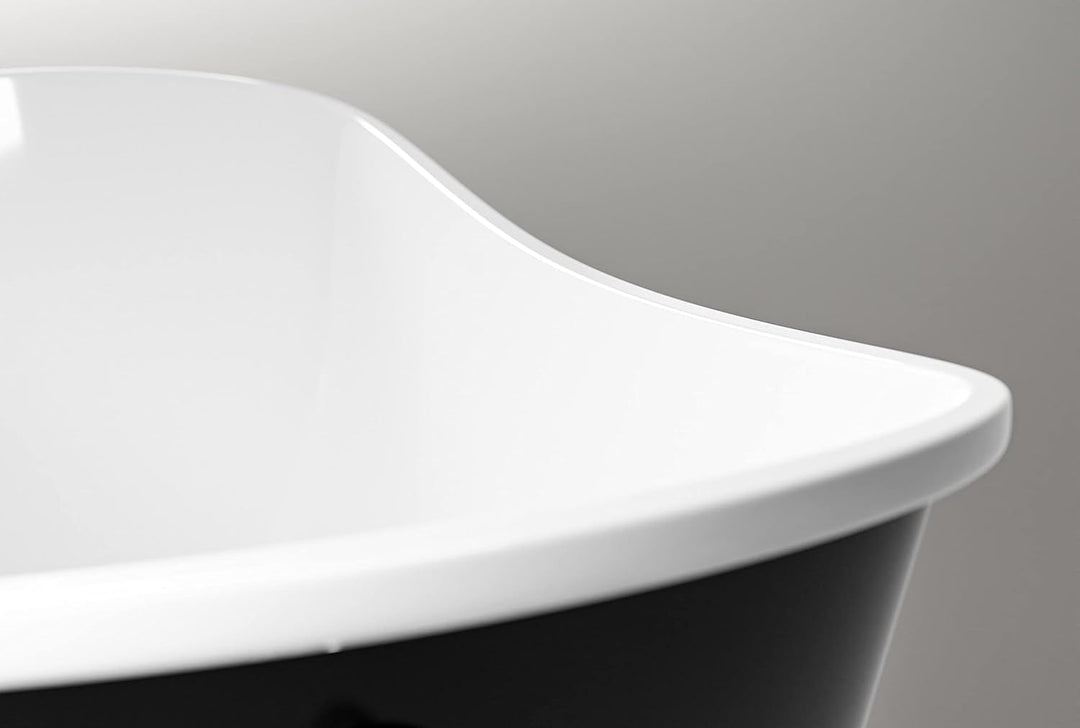 Freistehende Badewanne PARIS Acryl - 176 x 71 cm - Schwarz glänzend - Metallfüsse &amp; Standarmatur wäh