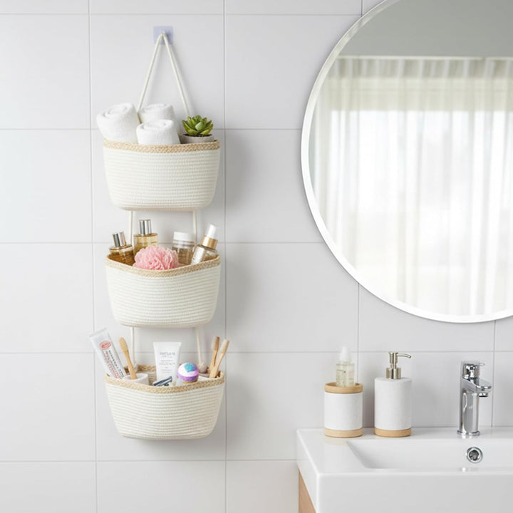 danpinera Hängekorb für die Tür, 3-stöckig Wandorganizer Hängend Veranstalter lagerung körbe aus Bau