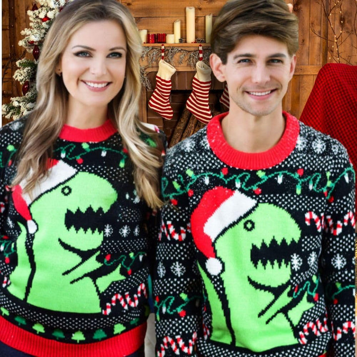 Pullover Herren Damen Strickpullover Weihnachtspullover Herren Damen T-Rex Sweater S Multicolor Trex