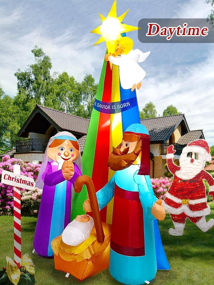Kalolary 7FT Weihnachten Aufblasbare Jesus Dekoration, Beleuchtete Outdoor Krippe mit Stern von Beth