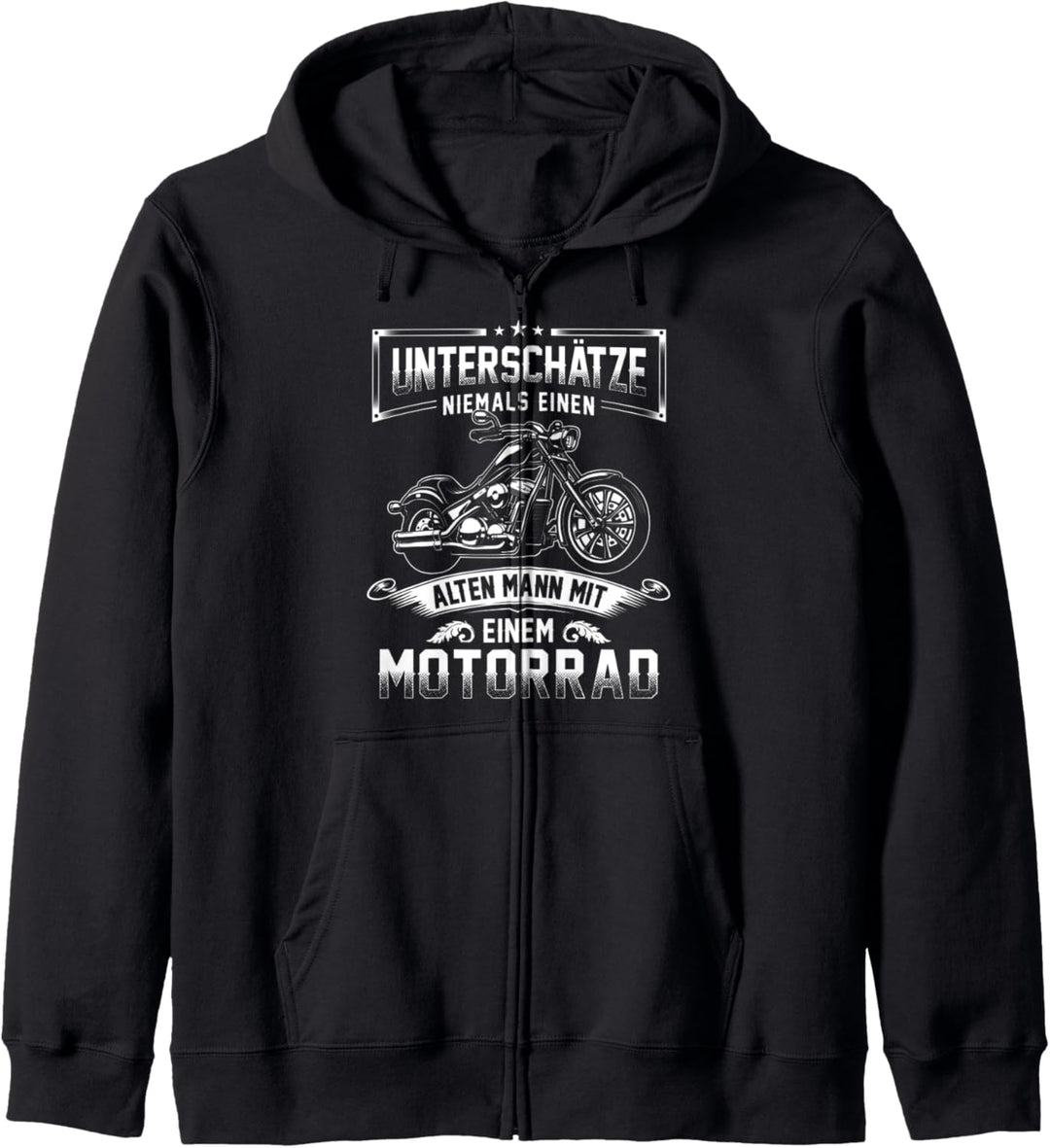 Unterschätze nie einen alten Mann auf einem Motorrad Kapuzenjacke