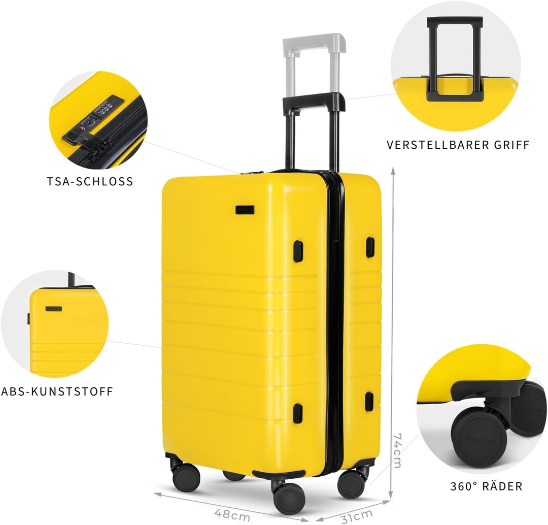 ETERNITIVE - Koffer I Reisekoffer aus ABS I Rollkoffer I Reisetrolley Leicht mit Doppelrollen 360° I